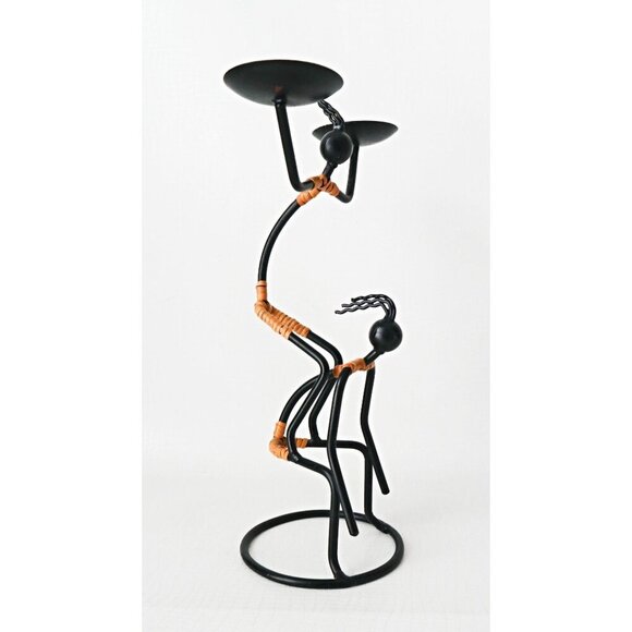 Vintage Danish Candle Holder Laurids Lønborg  Mom and Daughter Black Iron - Picture 6 of 7